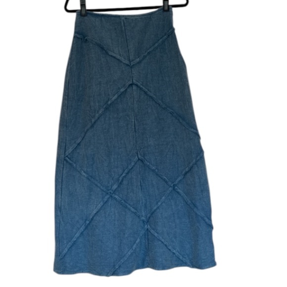 Earthbound Trading Company Boho Blue Chevron Textured Cotton Midi Skirt Size M - Picture 9 of 13
